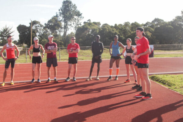 Callum Jones leading a drills class in Iten